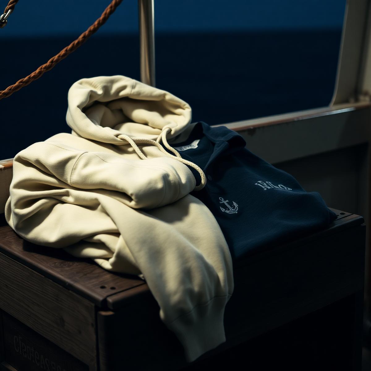 Crew apparel laid out on canvas